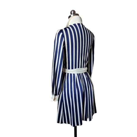 PECK & PECK x 60's preppy striped nautical shorts romper jumpsuit navy white - Picture 4 of 11